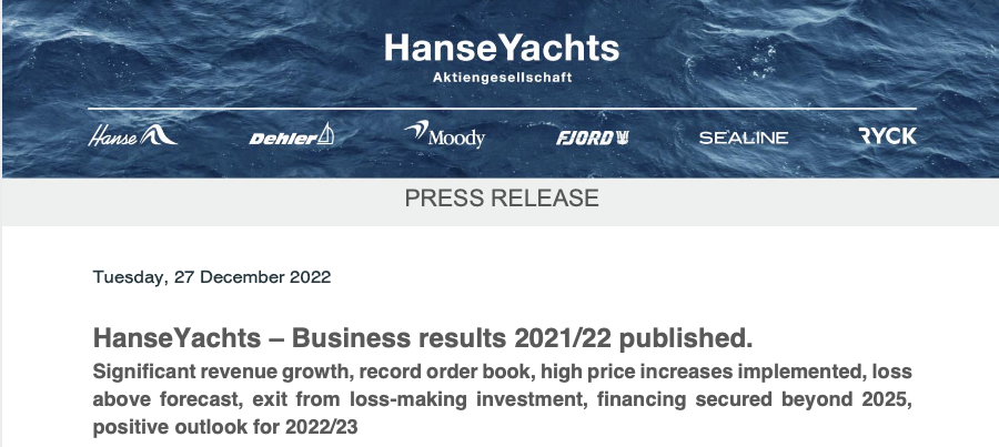 Resultatrapport från Hanse Yachts